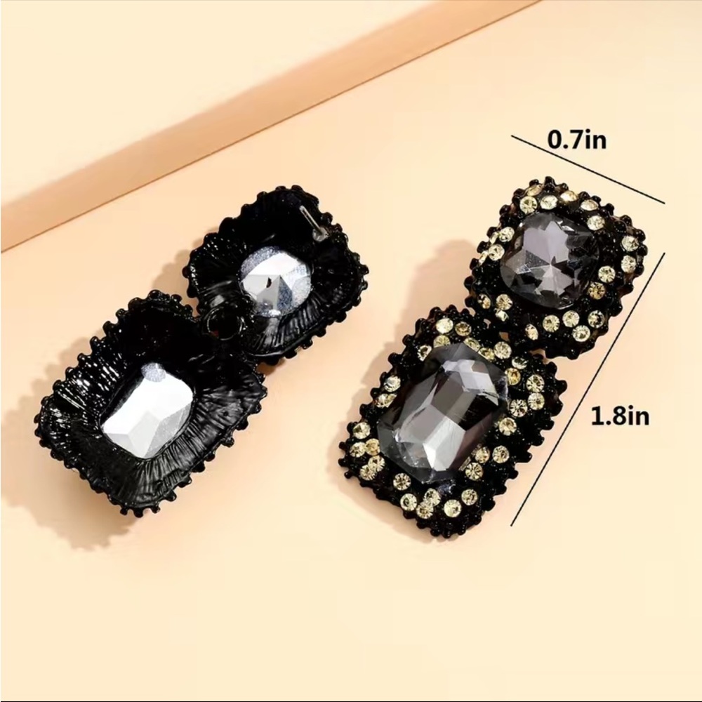 New Rectangle Big Bright Fashion Dangle Crystal Drop Stud Earrings - Picture 2 of 4